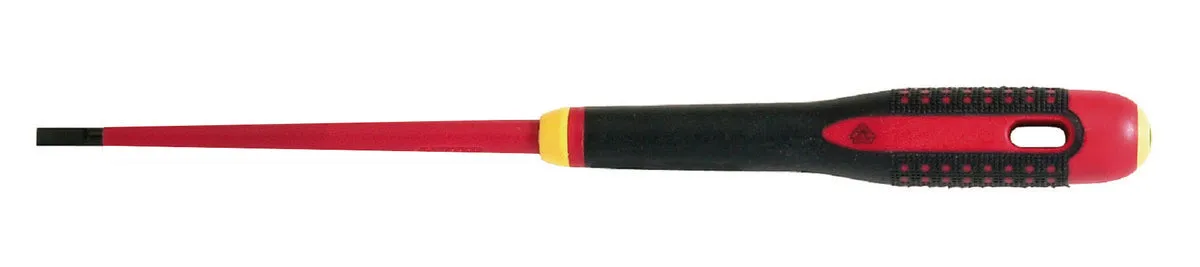 Bahco ERGO handled Slim Line 1000v insulated screwdriver - Slotted 3mm tip, blade length 100mm