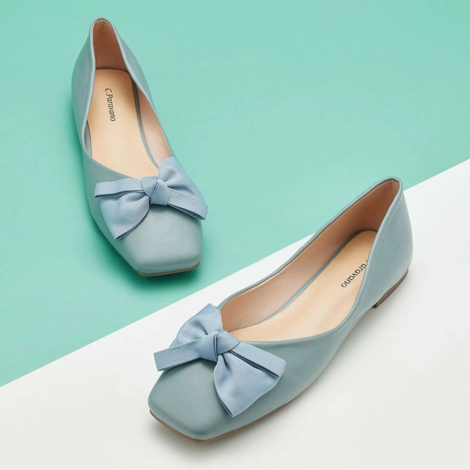 Bow Ballerina Flats (Eva) Blue