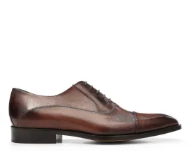 Burnished Leather Cap-Toe Oxfords - Espresso