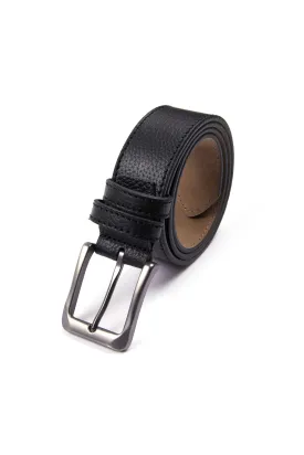 Casual Textured Black 100% Leather Belt