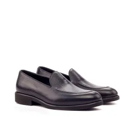 DapperFam Luciano in Black Men's Italian Full Grain Leather & Italian Pebble Grain Leather Loafer