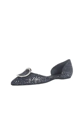 Dorsay Sexy Suede Choc Chips Flats - Navy / Silver