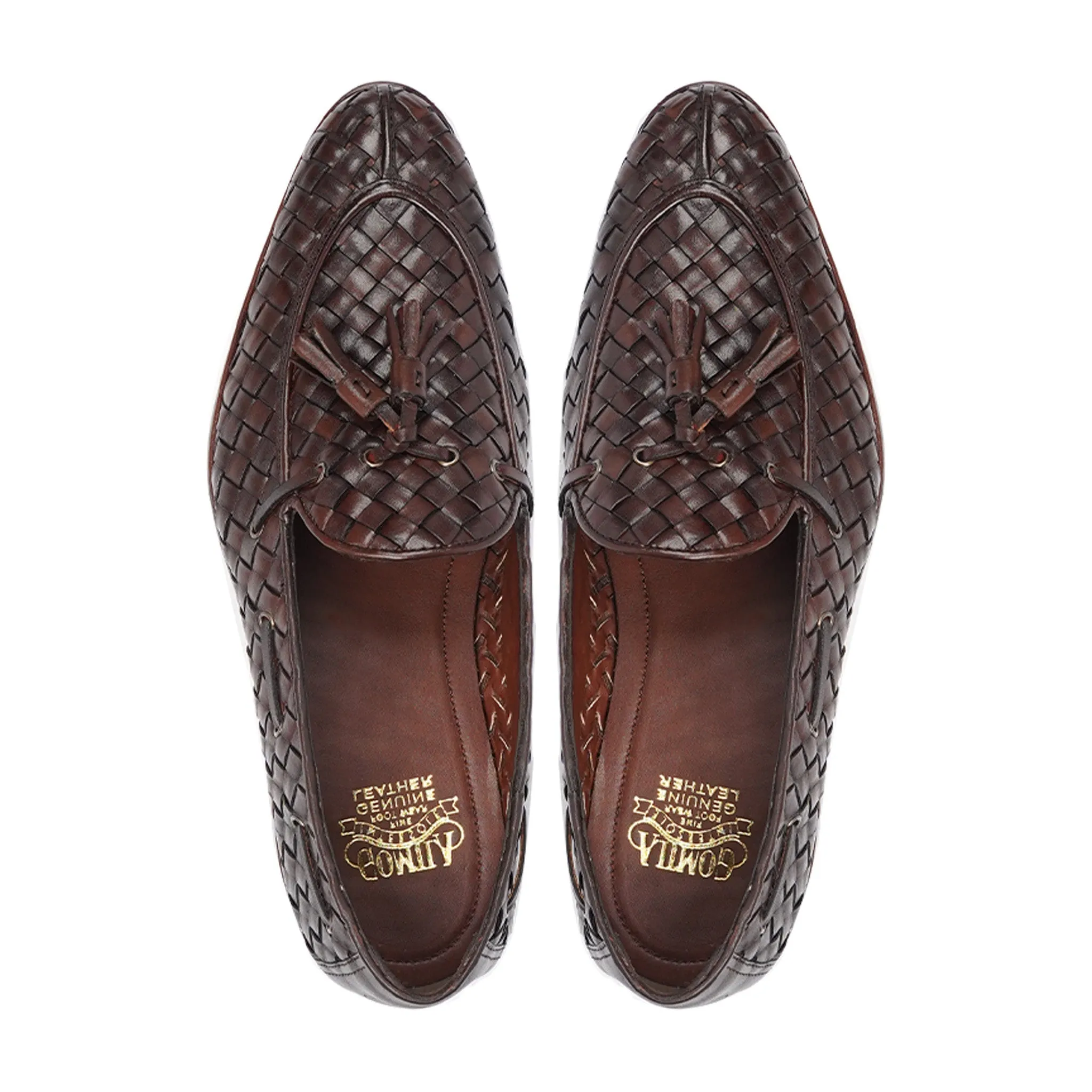 Faenza - Men's Dark Brown Hand Woven Calf Leather Loafer