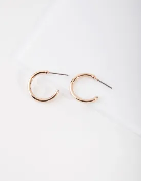 Gold Small Thick Hoop Earrings