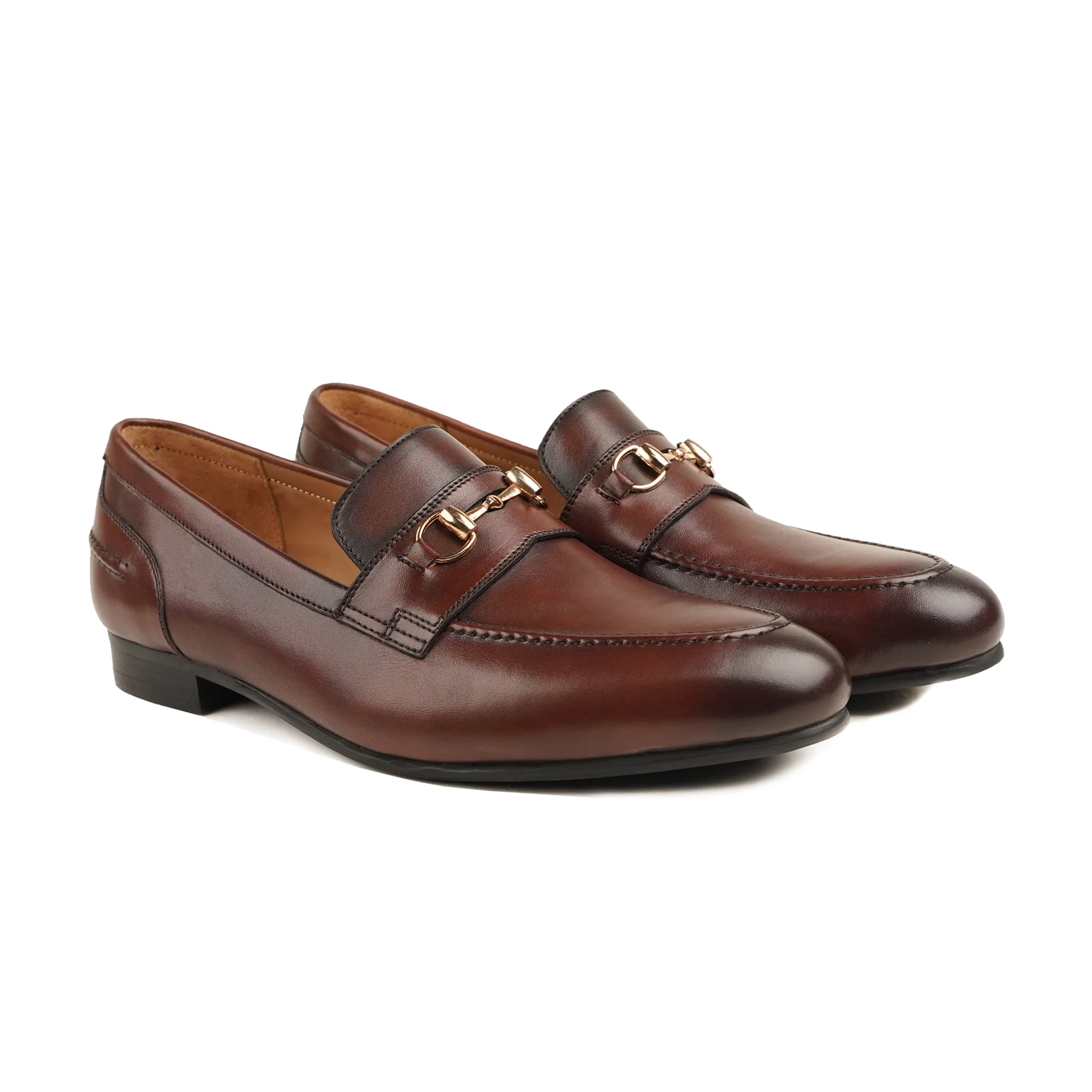 Hadano - Men's Burnished Reddish Brown Calf Leather Loafer