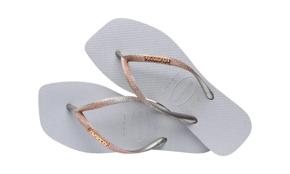 Havaianas Womens Slim Square Glitter Sandal Ice Grey