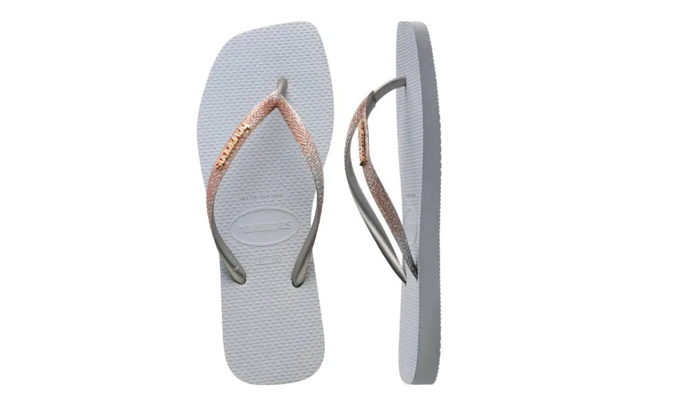 Havaianas Womens Slim Square Glitter Sandal Ice Grey