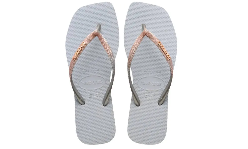 Havaianas Womens Slim Square Glitter Sandal Ice Grey