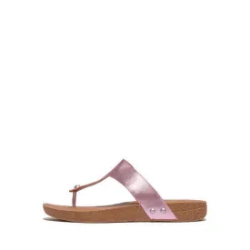 iQUSHION METALLIC-LEATHER TOE-POST SANDALS