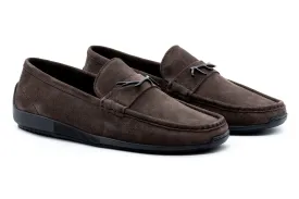 Jameson Suede Antler Bit Loafers - Smoke