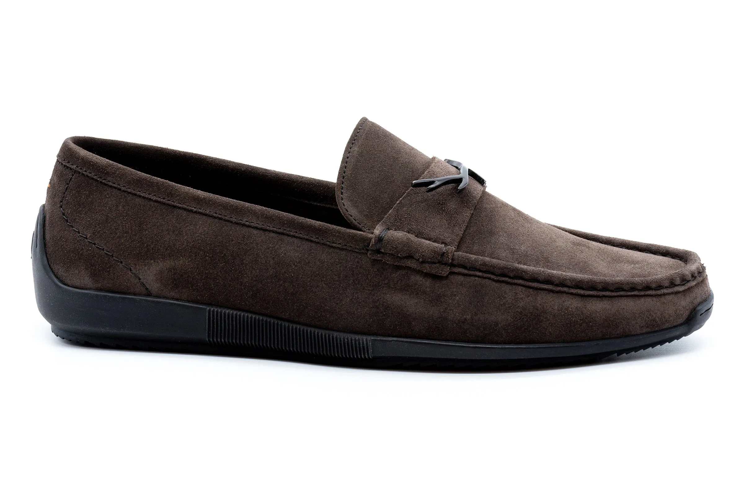 Jameson Suede Antler Bit Loafers - Smoke