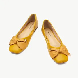 Metal Bow Ballerina Flats (Eva) Yellow