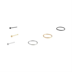 Mixed Metals Nose Ring Stud 6-Pack