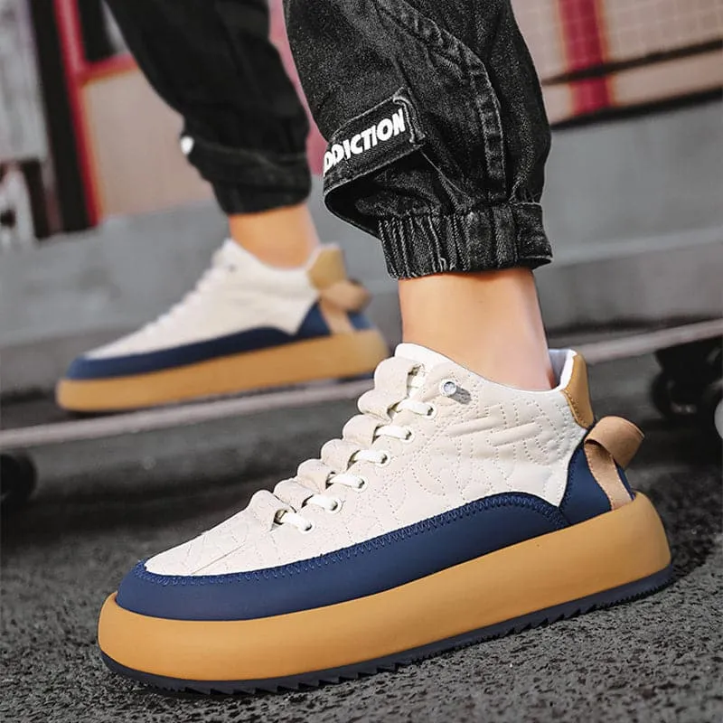 Trendy Color-blocked Sports Shoes Casual Lace Up Sneakers For Men Fashion Comfortable Versatile Thick-soled Walking Running Shoes