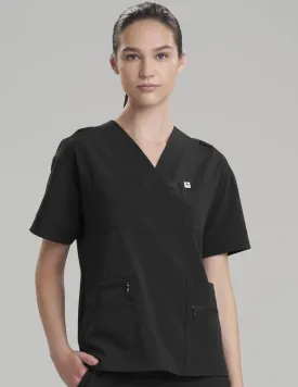 Womens 8-Pocket V-Neck Scrub Top - Black