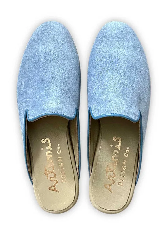 Women's Suede Slippers, Wedgwood Blue